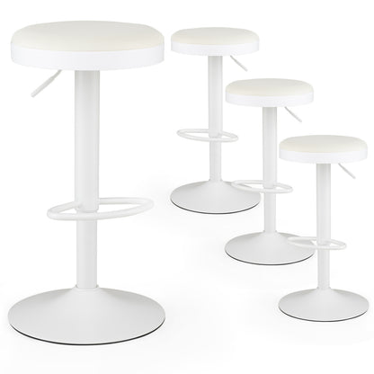 Set of 4 Kitchen Bar Stools with Height Adjustment Padded Seat and D-Shaped Footrest-Black