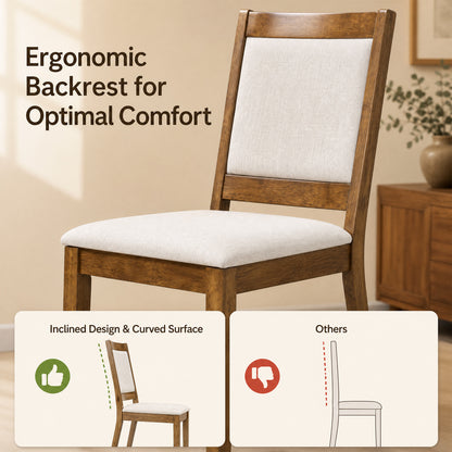 Set of 4 Modern Dining Upholstered Kitchen Chair with Padded Backrest-Walnut