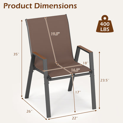 Set of 4 Stackable Patio Chairs with High Backs for Backyard 400 LBS-Black