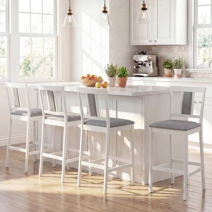 Set of 4 Upholstered Barstool 29.5 Inch Bar Height with Solid Rubber Wood Frame-Walnut