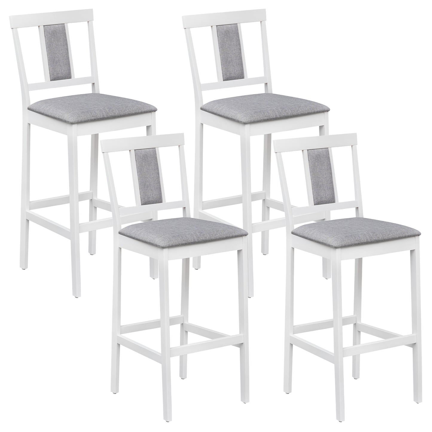Set of 4 Upholstered Barstool 29.5 Inch Bar Height with Solid Rubber Wood Frame-Walnut