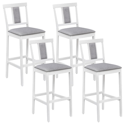 Set of 4 Upholstered Barstool 29.5 Inch Bar Height with Solid Rubber Wood Frame-Walnut