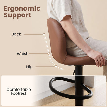 Set of 4 Upholstered Swivel Bar Stools with Adjustable Height and Curved Backs-Black