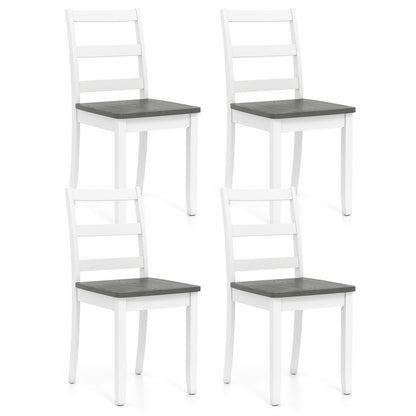Set of 4 Wood Dining Chairs with Solid Rubber Wood Legs-Gray