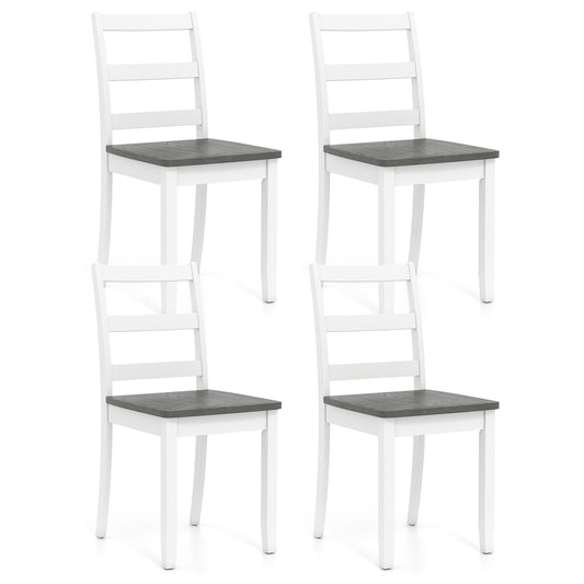 Set of 4 Wood Dining Chairs with Solid Rubber Wood Legs-Gray