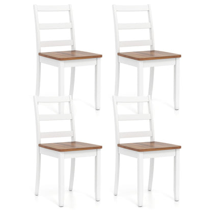 Set of 4 Wood Dining Chairs with Solid Rubber Wood Legs-Gray
