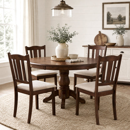Set of 4 Wooden Dining Chair with Hollow Back and Soft-padded Cushion-Black