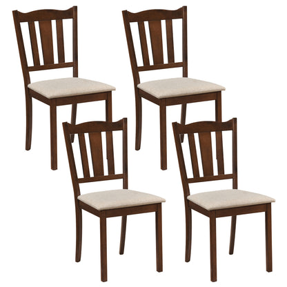 Set of 4 Wooden Dining Chair with Hollow Back and Soft-padded Cushion-Black