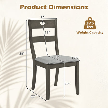 Set of 4 Wooden Dining Chairs with Padded Seats and Rubber Wood Frame-Gray