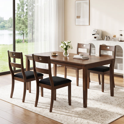 Set of 4 Wooden Dining Chairs with Padded Seats and Rubber Wood Frame-Gray