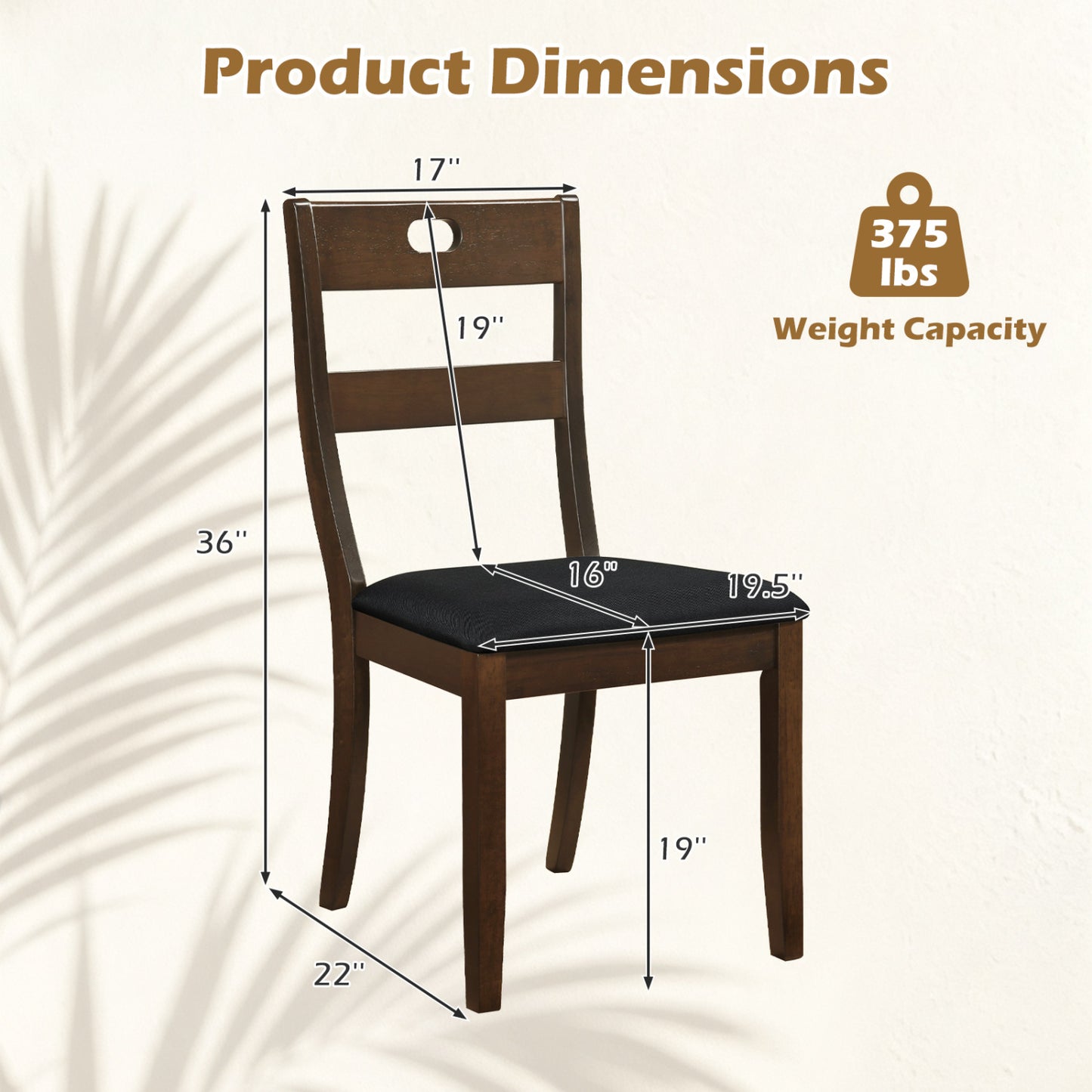 Set of 4 Wooden Dining Chairs with Padded Seats and Rubber Wood Frame-Gray