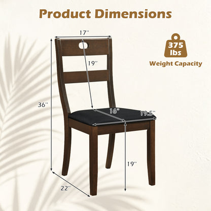 Set of 4 Wooden Dining Chairs with Padded Seats and Rubber Wood Frame-Gray