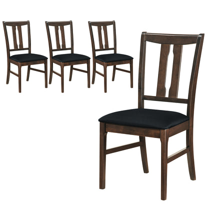 Set of 4 Wooden Upholstered Dining Chairs with High Curved Back-Gray
