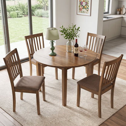Set of 4 Wooden Upholstered Dining Chairs with Rubber Wood Frame-Black