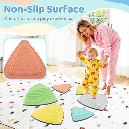 Set of 11 Stepping Stones for Kids Non-Slip Balance Stones with Storage Bag-Set of 11