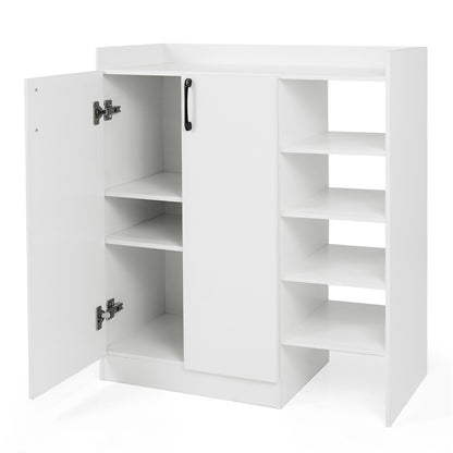 Shoe Cabinet with 2 Doors Shoe Storage Organizer with 2 Adjustable Inner Shelves-White