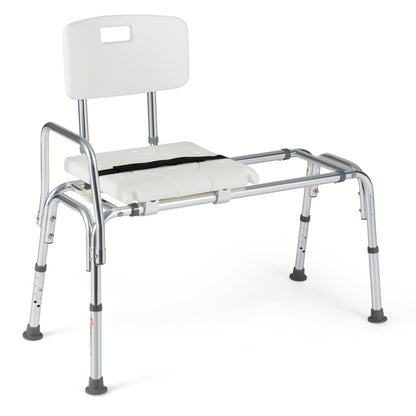 Sliding Tub Transfer Bench  Shower Chair for Disabled and Elderly-White
