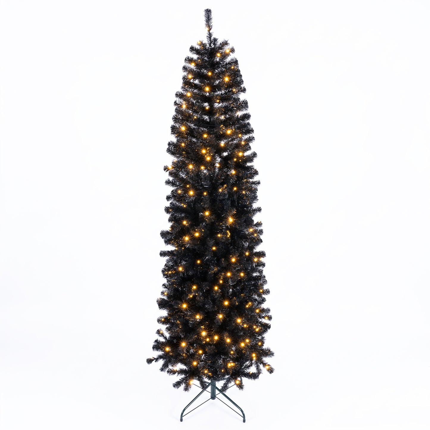 Slim Pencil Hinged Christmas Tree with Branch Tips and 8  Lighting Modes-7 FT