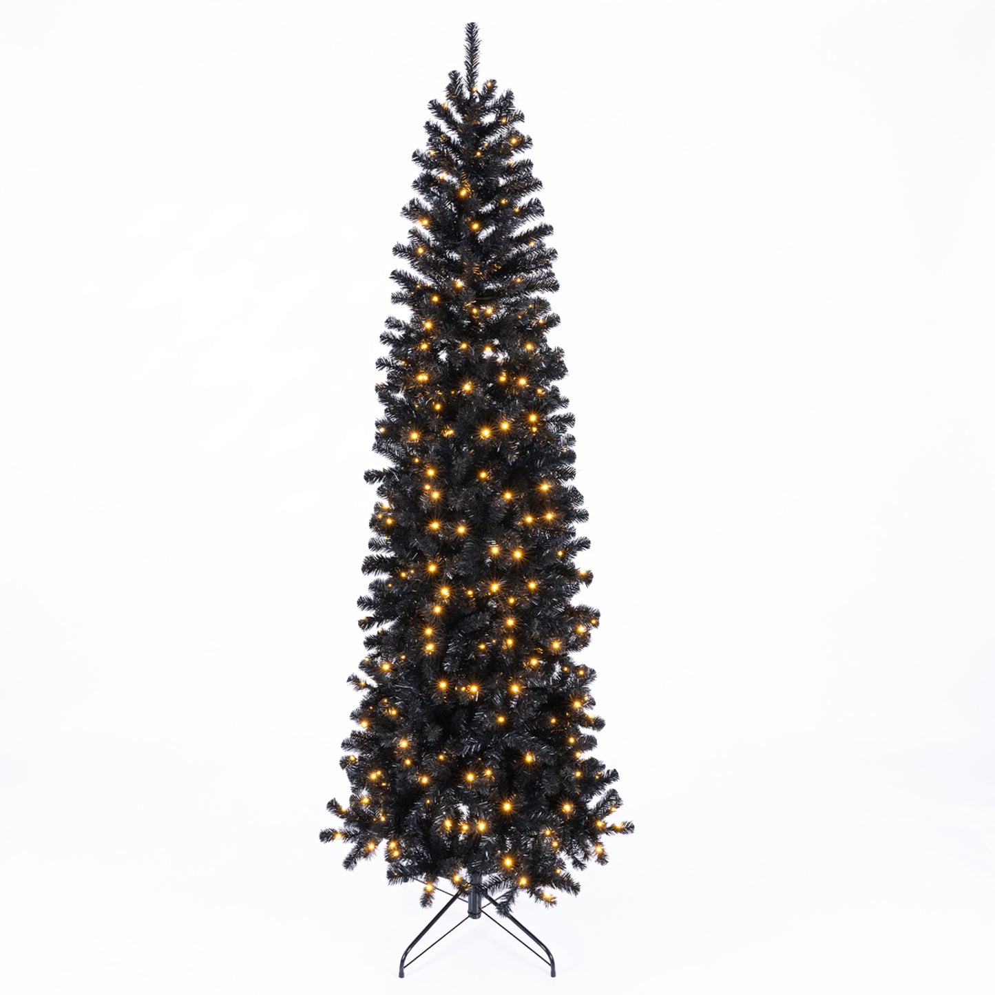 Slim Pencil Hinged Christmas Tree with Branch Tips and 8  Lighting Modes-8 FT