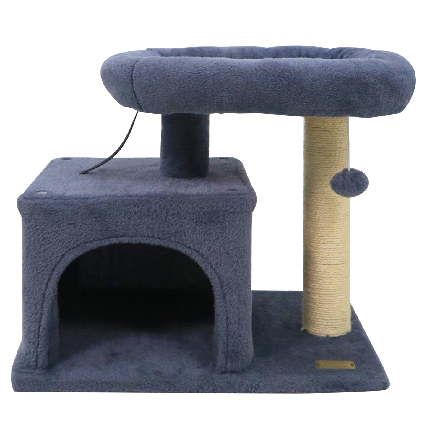 Small Cat Tree with Large Padded Plush Perch for Indoor Cats-Beige