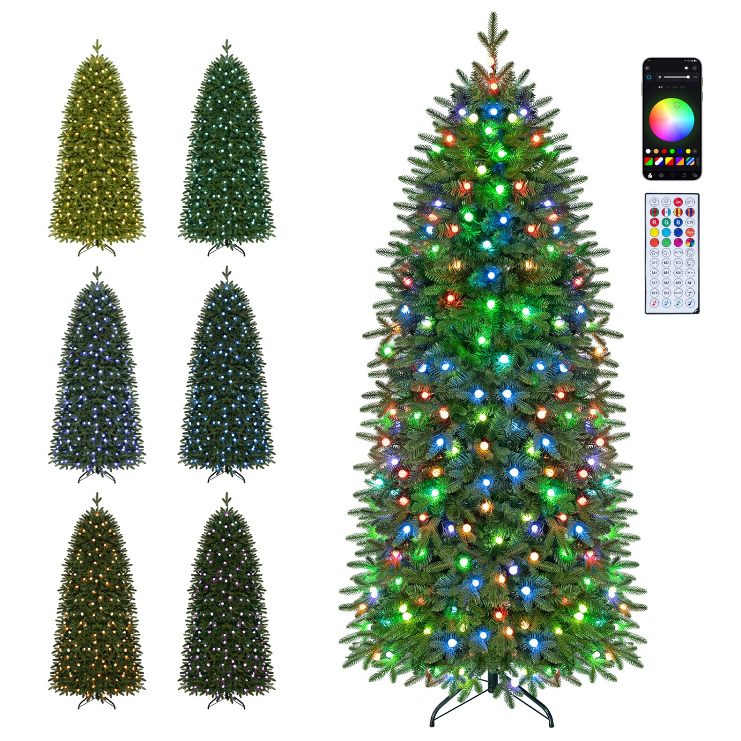 Smart Pencil Christmas Tree with 220 Pre-Lit RGB LED Lights-M