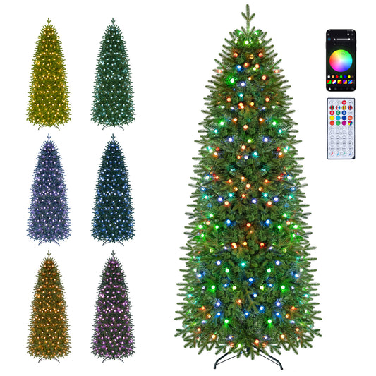 7.5 ft Smart Pencil Christmas Tree with 280 RGB LED pre-lit lights, holiday decor from Wilsons Home Store