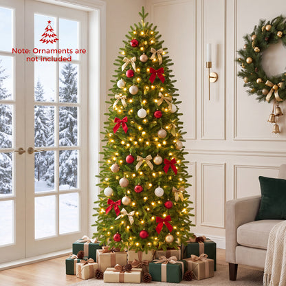 Smart Pencil Christmas Tree with 280/220 Pre-Lit RGB LED Lights-7.5 ft