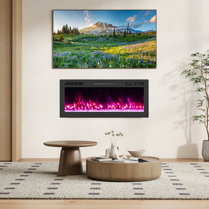 Smart WiFi Electric Fireplace Wall Mounted & Recessed 750W/1500W Heater-68 Inch