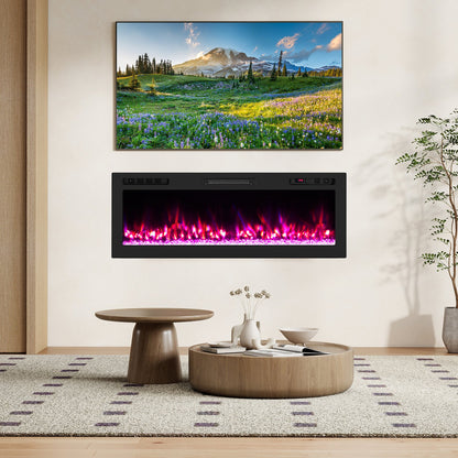 Smart WiFi Electric Fireplace Wall Mounted & Recessed 750W/1500W Heater-68 Inch