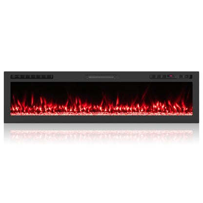 Smart WiFi Electric Fireplace Wall Mounted & Recessed 750W/1500W Heater-68 Inch