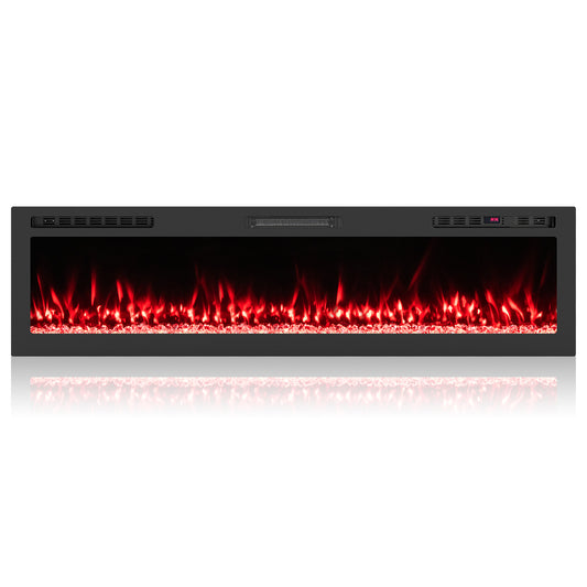Smart WiFi Electric Fireplace Wall Mounted & Recessed 750W/1500W Heater-68 Inch