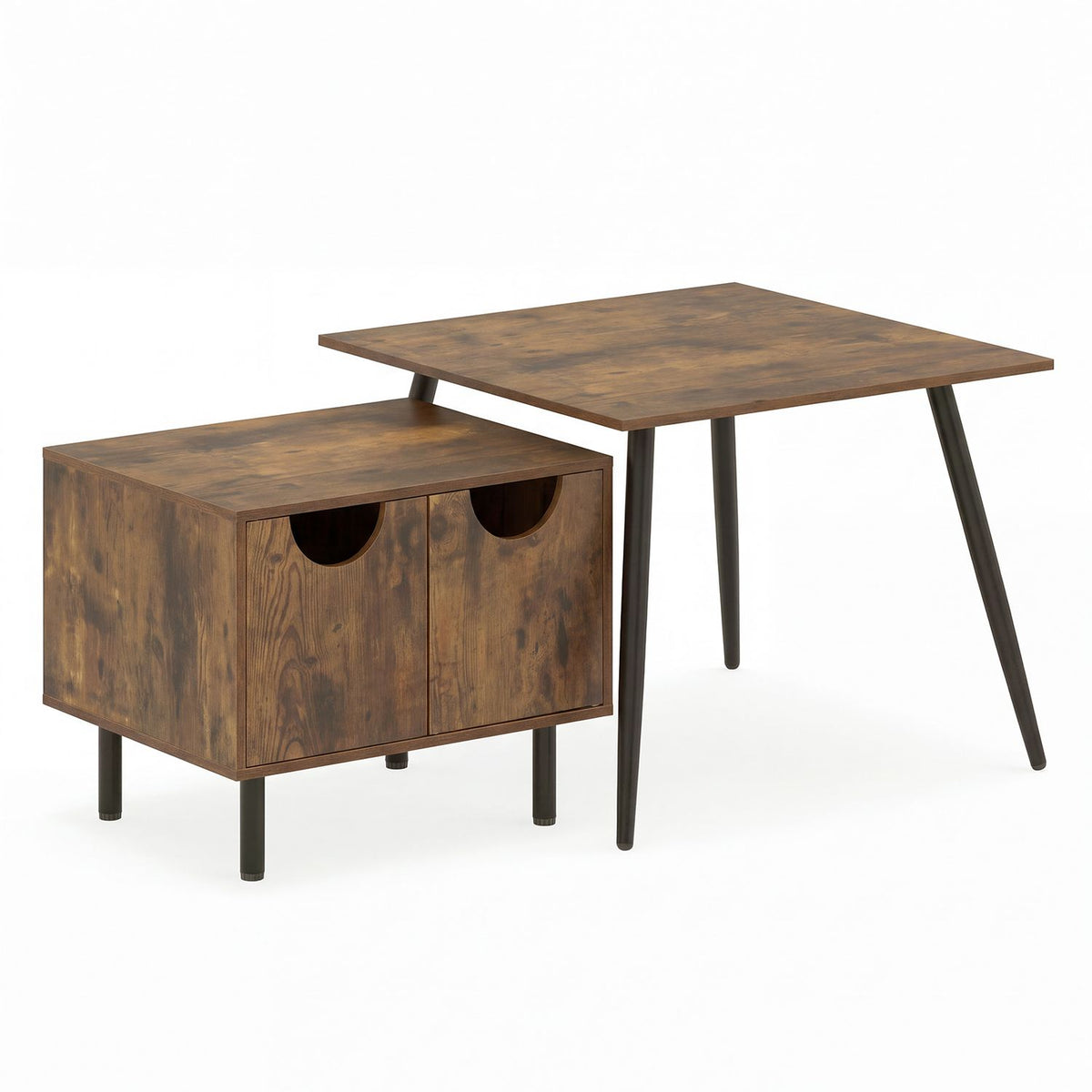 Natural wood sofa side tables with metal legs for living room, modern furniture by Wilsons Home Store