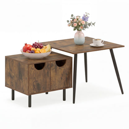 Natural wood sofa side tables with metal legs, modern living room furniture by Wilsons Home Store