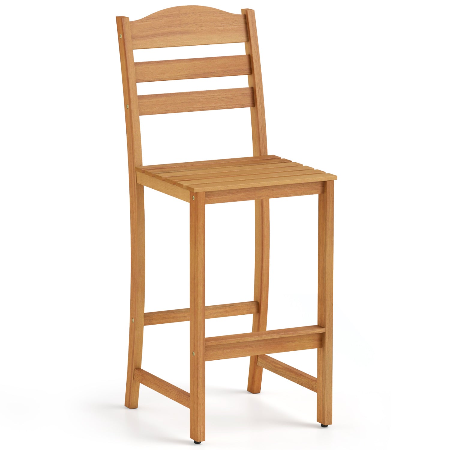Solid acacia wood outdoor bar stools by Wilsons Home Store, heavy-duty patio furniture with 400 lbs max load.