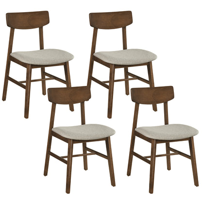 Solid Rubber Wood Dining Chairs Set of 4 with Curved Backrest-Walnut