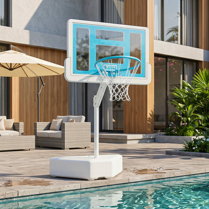 Splash & Shoot Pool Basketball Hoop with Adjustable Height & 2 Balls and Pump-Blue