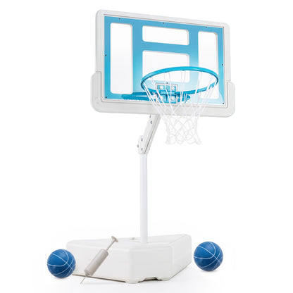 Splash & Shoot Pool Basketball Hoop with Adjustable Height & 2 Balls and Pump-Blue