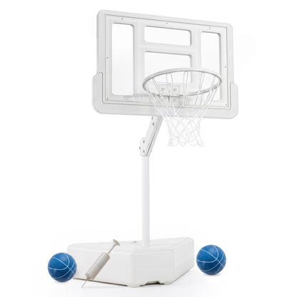 Splash & Shoot Pool Basketball Hoop with Adjustable Height & 2 Balls and Pump-Blue
