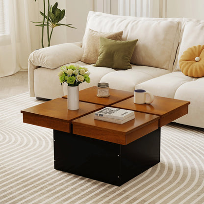 Square Coffee Table Mid Century Modern Center Table-Walnut