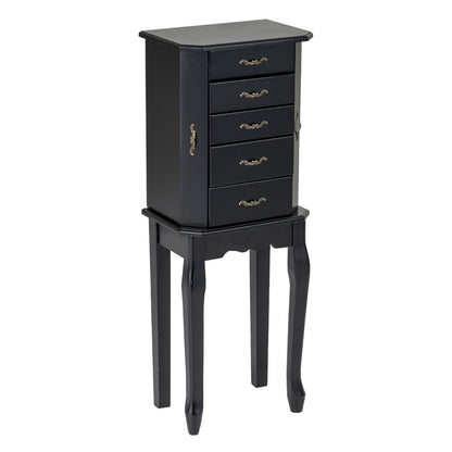 Standing Jewelry Box with 4 Drawers and 2 Side Doors-Black