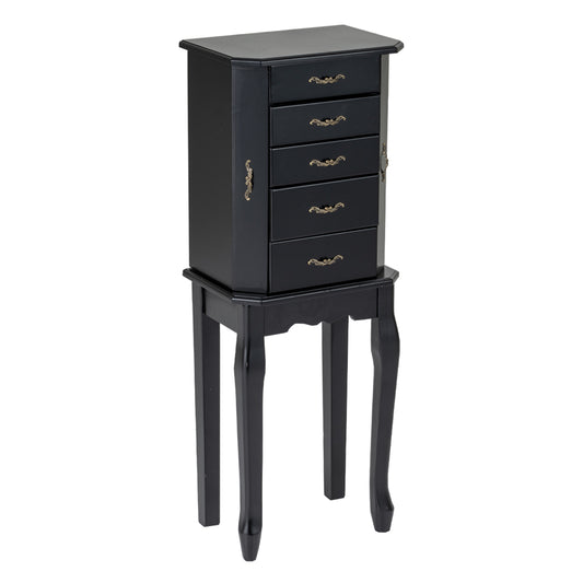 Standing Jewelry Box with 4 Drawers and 2 Side Doors-Black