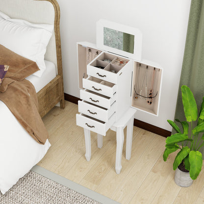 Standing Jewelry Box with 4 Drawers and 2 Side Doors-Black