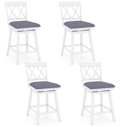 Swivel Bar Stools Set of 4 Counter Height Barstools with Backrest Upholstered Seat Cushion-24 inches