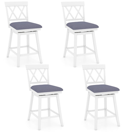 Swivel Bar Stools Set of 4 Counter Height Barstools with Backrest Upholstered Seat Cushion-24 inches