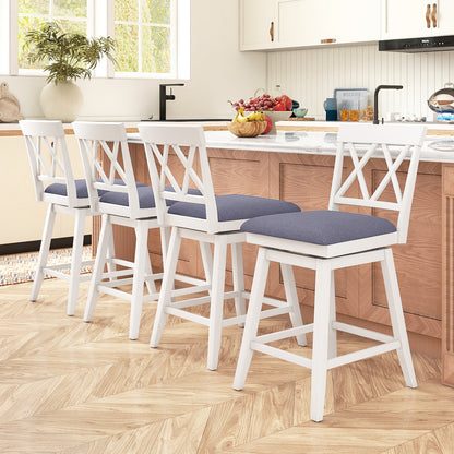 Swivel Bar Stools Set of 4 Counter Height Barstools with Backrest Upholstered Seat Cushion-24 inches