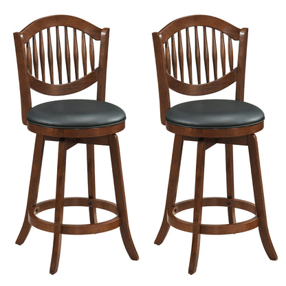 Swivel Bar Stools Set of 2 with Backrest and Wood Frame-30 Inches