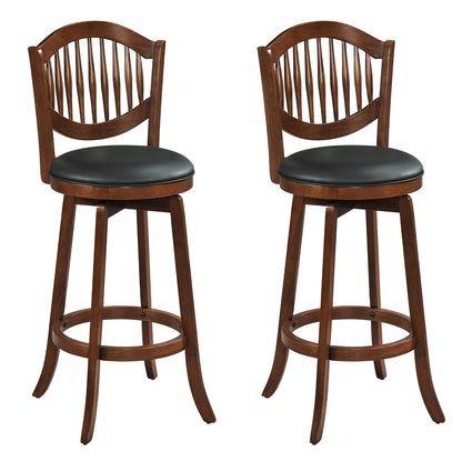 Swivel Bar Stools Set of 2 with Backrest and Wood Frame-30 Inches