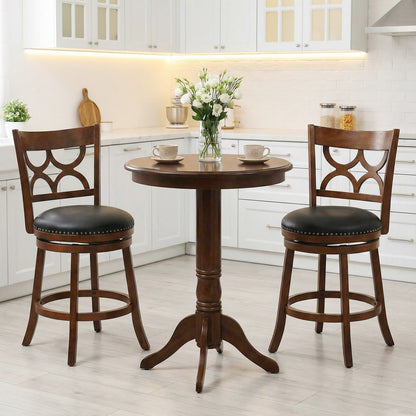 Swivel Bar Stools Set of 2 with High Backrest and Wood Frame-29 Inches