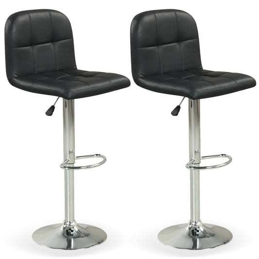 Swivel Bar Stools Set of 2 with Footrests and Metal Base-Black
