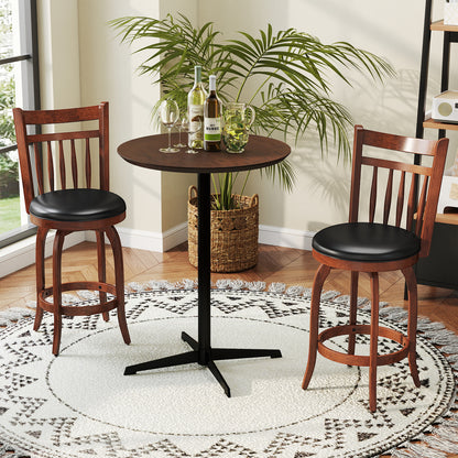 Swivel Bar Stools Set of 2 Counter Height Faux Leather Upholstered Barstools-29 Inhces